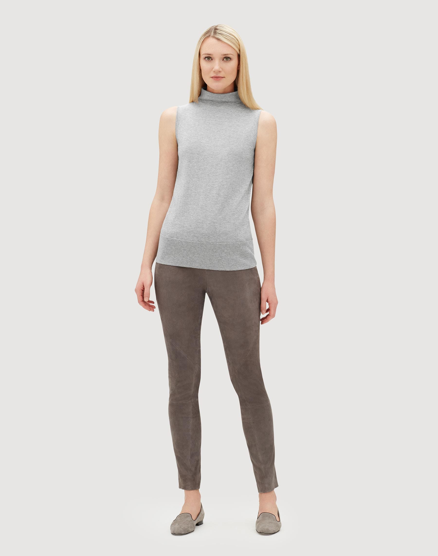 Luxurious Cashmere Silk Sleeveless Mockneck Sweater