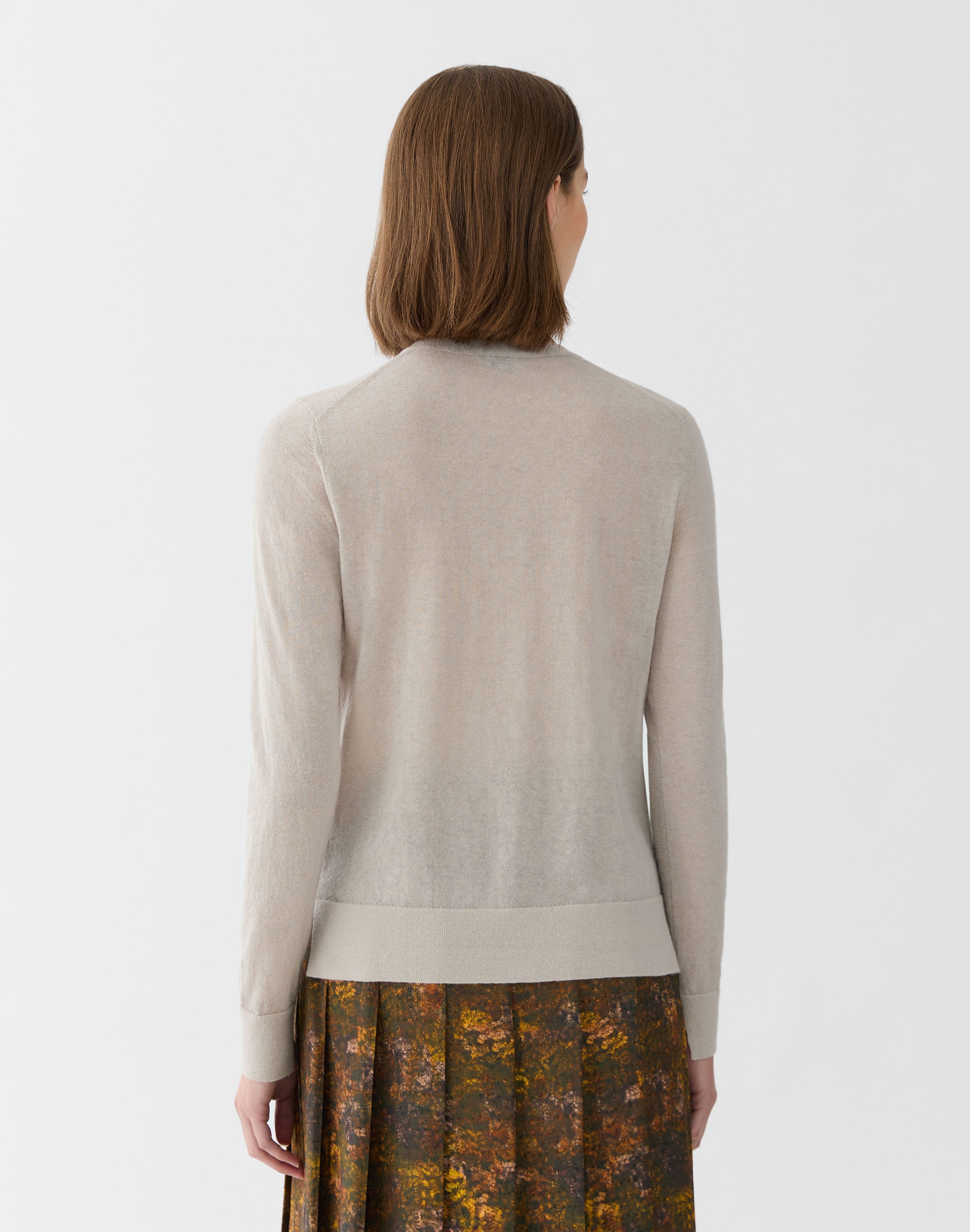 Fine Gauge Mohair Blend Crewneck Cardigan