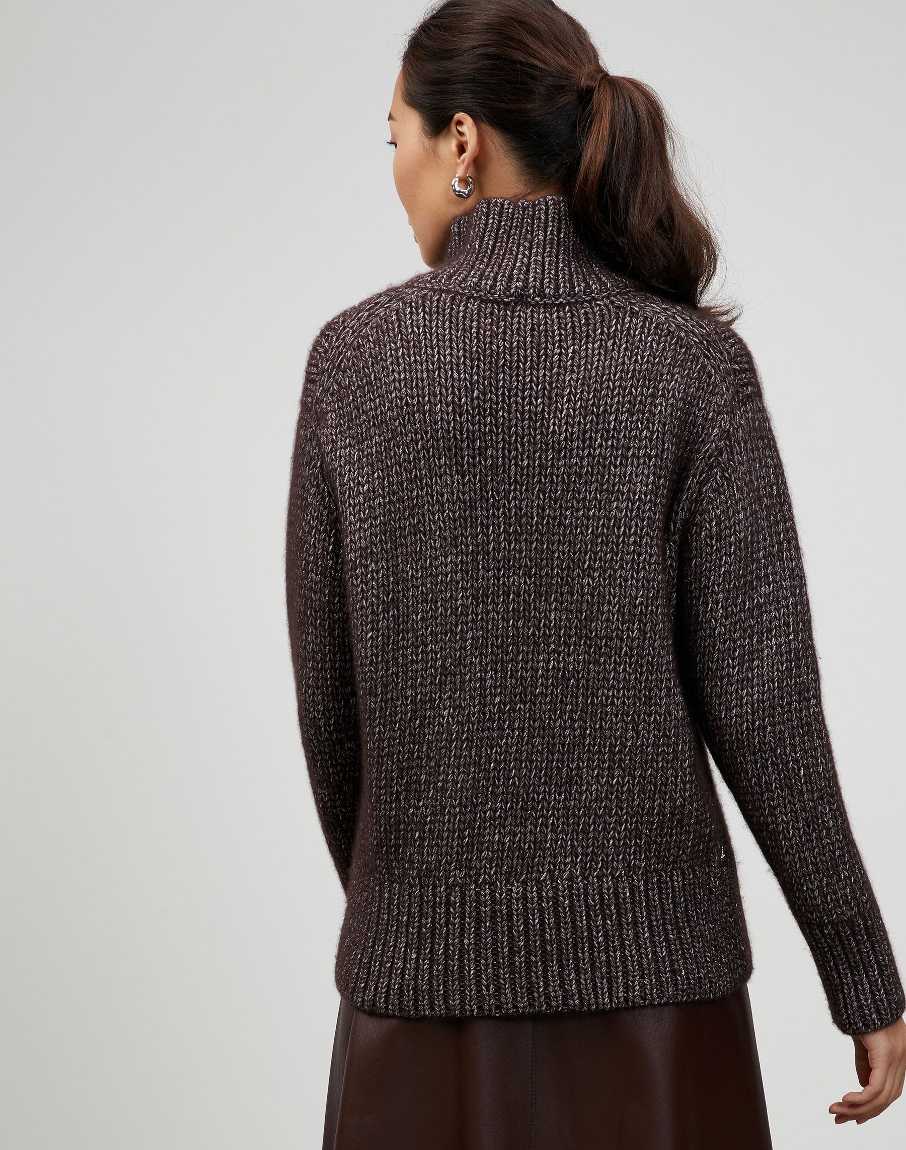 Italian Metallic Cashmere Lofty Turtleneck Sweater