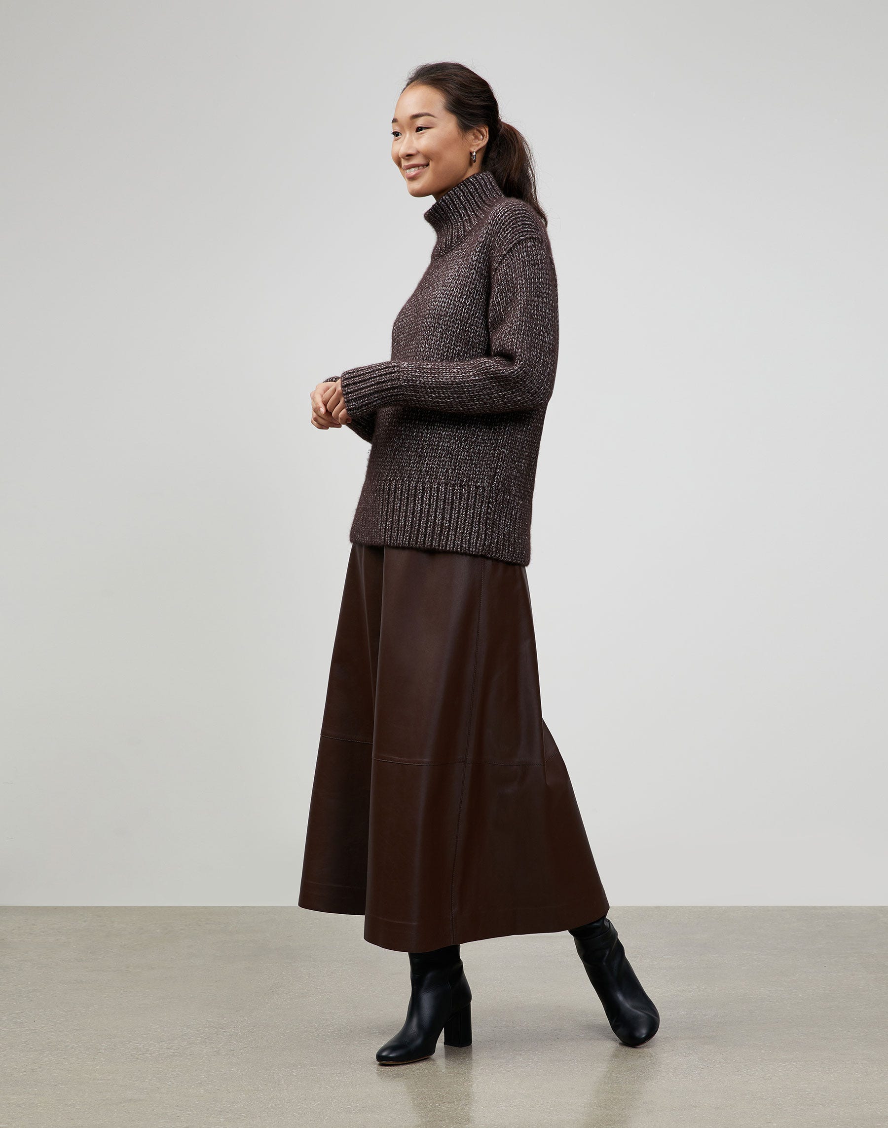 Italian Metallic Cashmere Lofty Turtleneck Sweater