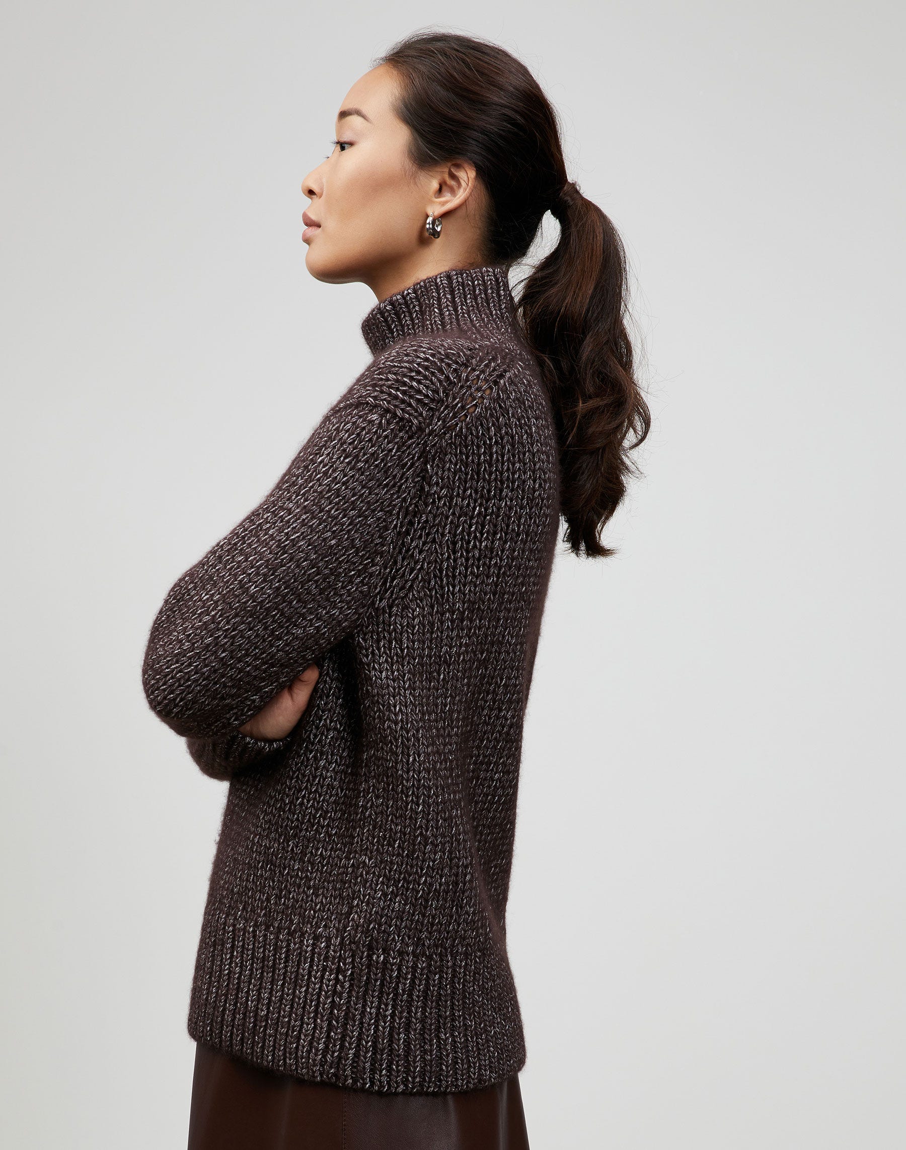 Italian Metallic Cashmere Lofty Turtleneck Sweater