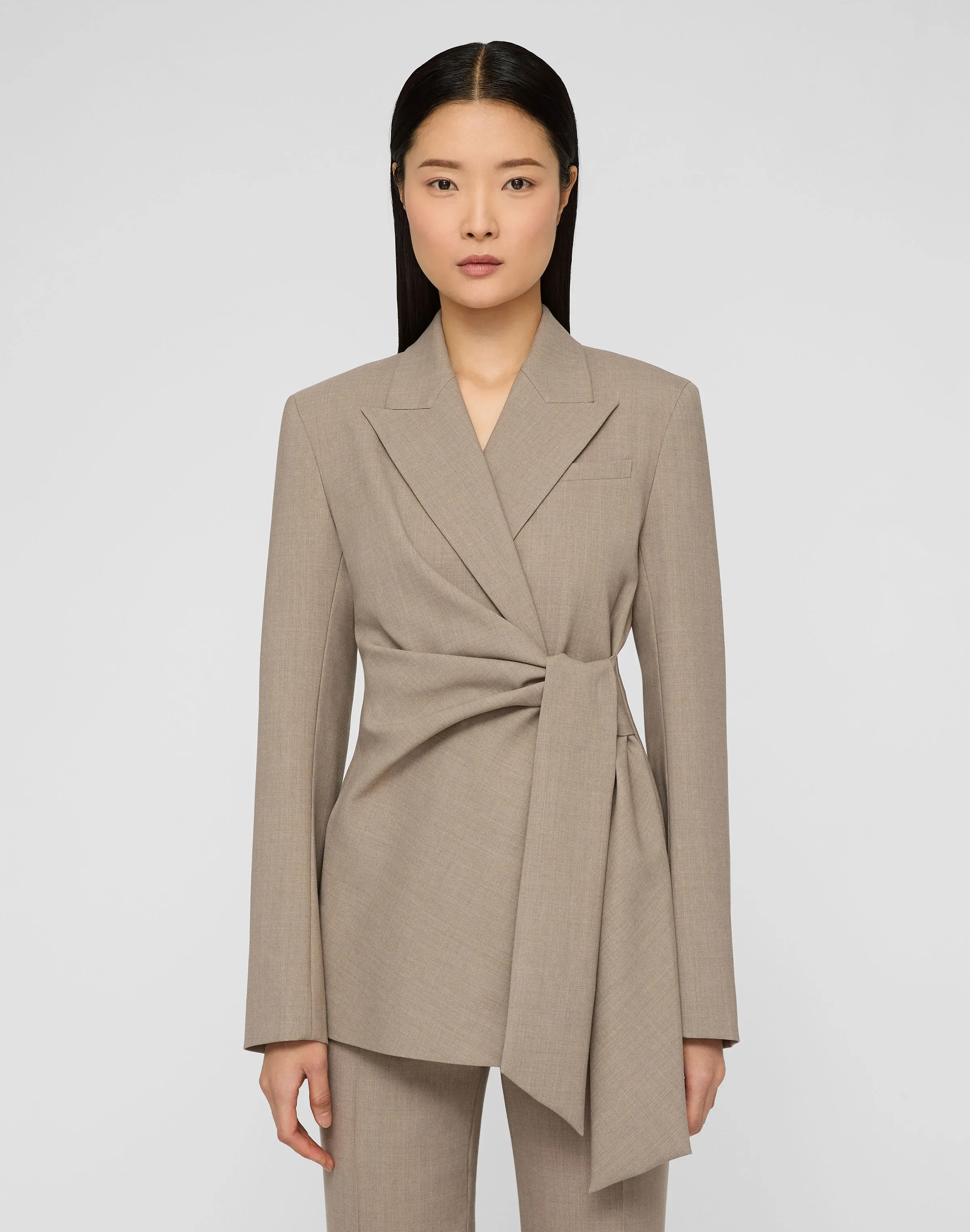 Plus-Size Responsible Stretch Wool Slim Wrap Blazer
