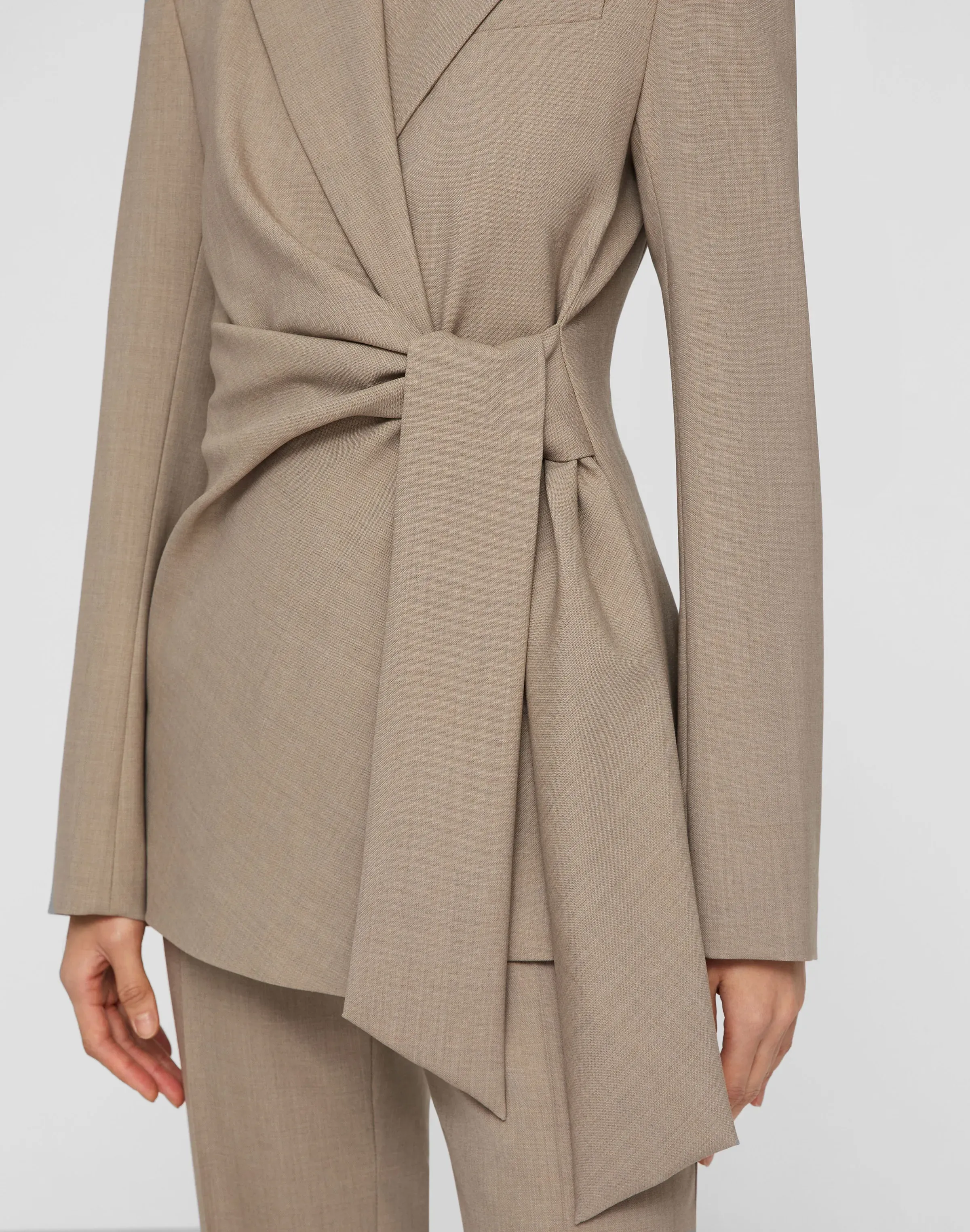 Plus-Size Responsible Stretch Wool Slim Wrap Blazer