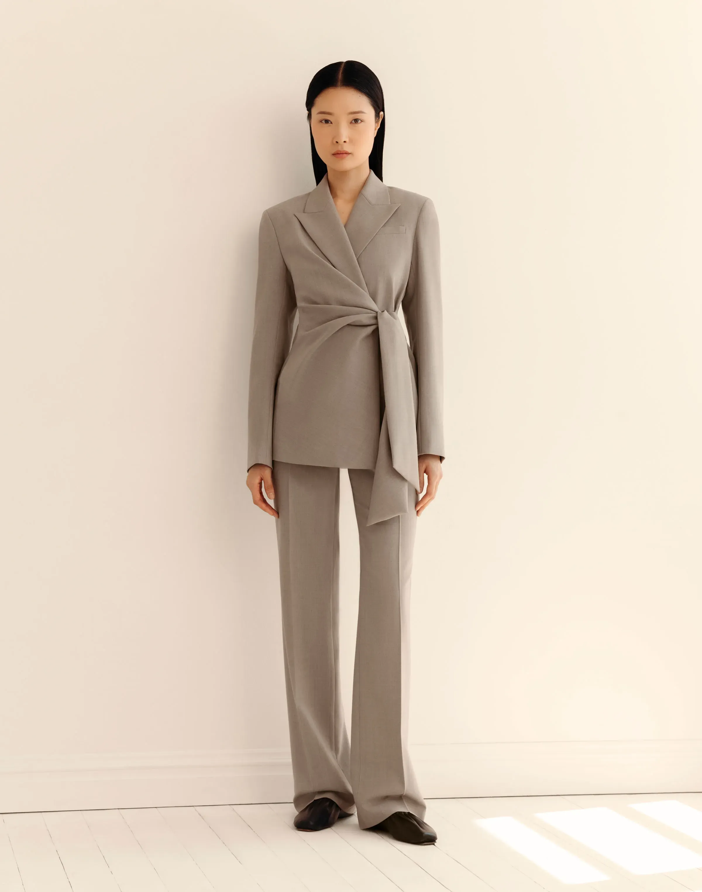Plus-Size Responsible Stretch Wool Slim Wrap Blazer